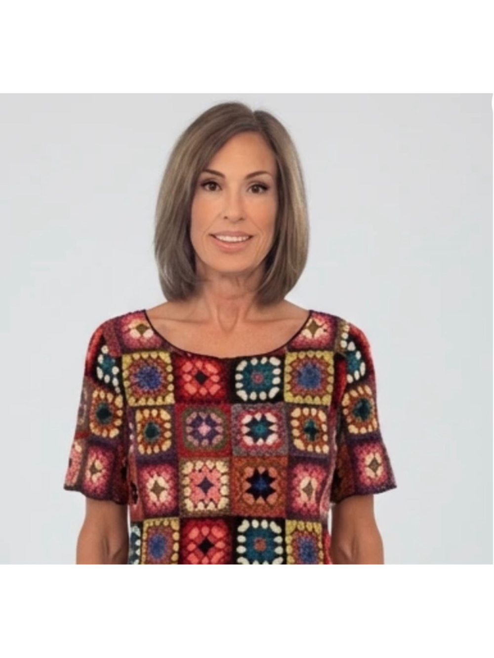 Farm Rio Crochet Granny Square Knit Crop Top XS, NWT